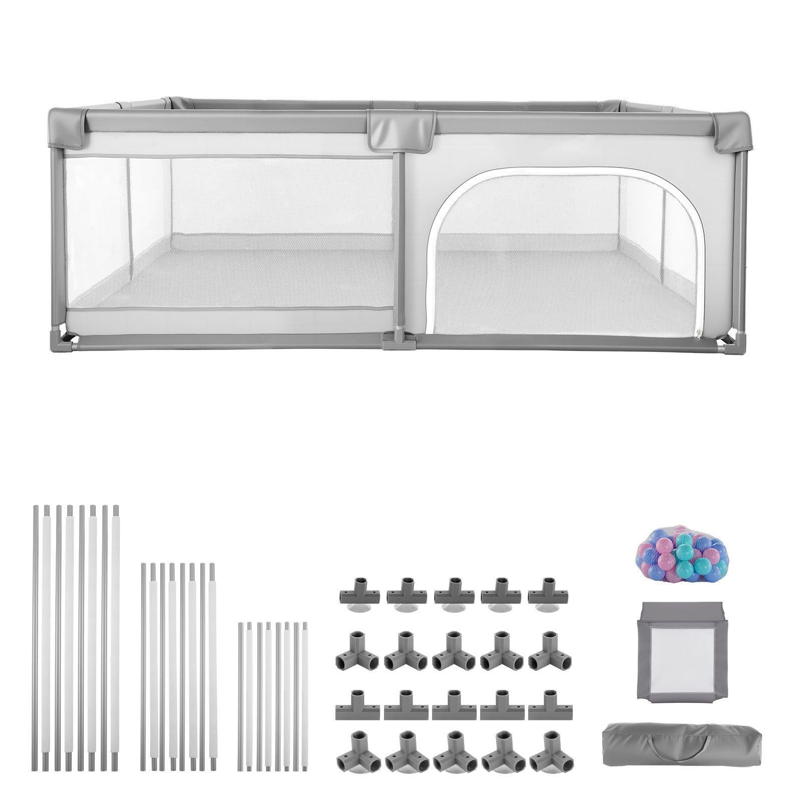 baby playpen, 78.7″ x 58.7″ large toddlers playpen, indoor/outdoor baby fence play yard with 50 ocean balls, zippered door & breathable mesh, no gap safety activity center for babies toddlers