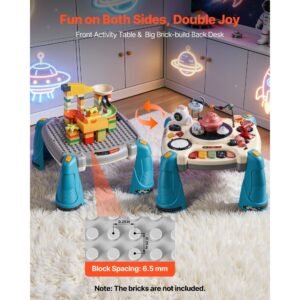 baby spacecraft musical table toys for 1 3 years old, learning activity desk with space theme & soft glow star projector & 60+ sound sources, toddler learning table for kids 6+ months