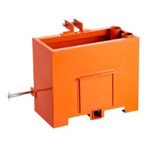 Ballast Box, 3-Point Category 1 Tractor Ballast of 800 lbs Capacity, Standard 2 Inch Hitch Receiver, Heavy-Duty Steel 3.2 ft³ Large Volume Durable Loader Attachment with Sliding Door, Orange