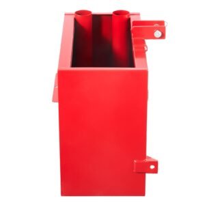 ballast box, 3 point category 1 tractor ballast of 800lbs capacity, for 2 inch hitch receiver, heavy duty steel 4.3 ft³ large volume loader attachment with sliding door, red