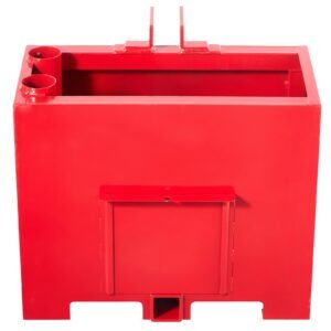 ballast box, 3 point category 1 tractor ballast of 800lbs capacity, for 2 inch hitch receiver, heavy duty steel 4.3 ft³ large volume loader attachment with sliding door, red