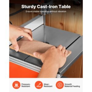 band saw, 10 inch, two speed benchtop bandsaw with 373w 1/2 hp motor, 6 in max cutting height, 13.2 x 13.4 in cast iron table, with 360° work light, miter gauge, fence, band saw for woodworking
