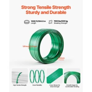 banding strapping kit, heavy duty banding sealer tool with 1000 ft length pet band, 300 metal seals, plastic manual pallet packaging strapping kit for warehouse/shipping/moving/home, orange