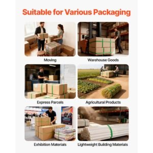 banding strapping kit, heavy duty banding sealer tool with 1000 ft length pet band, 300 metal seals, plastic manual pallet packaging strapping kit for warehouse/shipping/moving/home, orange