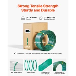banding strapping kit, heavy duty banding sealer tool with 1500 ft pet band, 450 metal seals, 150 corner protectors & gloves, plastic pallet packaging strapping kit for warehouse/shipping/moving