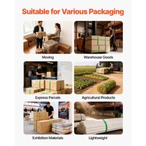 banding strapping kit, heavy duty banding sealer tool with 1500 ft pet band, 450 metal seals, 150 corner protectors & gloves, plastic pallet packaging strapping kit for warehouse/shipping/moving