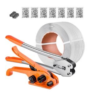 Banding Strapping Kit, Heavy Duty Banding Sealer Tool with 3200 ft Length PP Band, 1000 Metal Seals, 50 Corner Protectors, Plastic Pallet Packaging Strapping Kit for Warehouse/Shipping/Moving