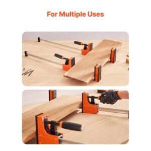 bar clamps for woodworking, 2 pack 36 inch parallel clamp set, f clamp with 1500 lbs load limit, even pressure, high strength plastic and carbon steel, for woodworking metal working, orange