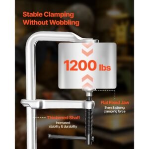 bar clamps for woodworking, 4 pack, 12" opening, 4.72 in throat depth, 1200 lbs load limit, sturdy steel forging and casting, with swivel jaw and t handle, for wood working and metal working