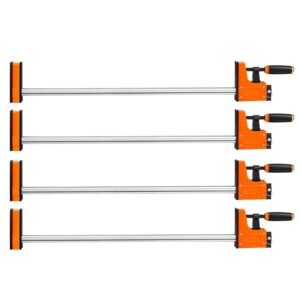 Bar Clamps for Woodworking, 4-Pack, 36" Opening F Clamps, 1500 lbs Load Limit, Clamp/Spreader 2 Modes, Soft Rubber Pads, Ergonomic Handle, Carbon Steel Bar, for Wood Working and Metal Working