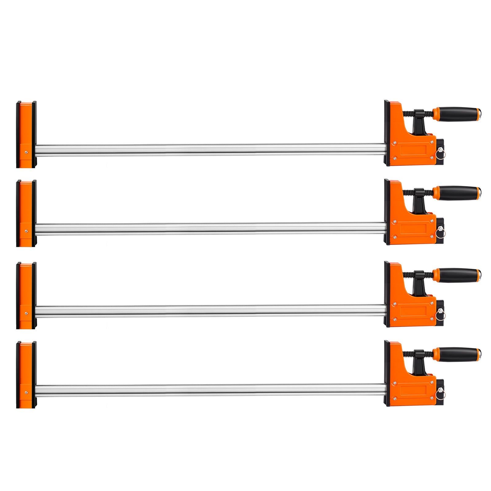 bar clamps for woodworking, 4 pack, 36" opening f clamps, 1500 lbs load limit, clamp/spreader 2 modes, soft rubber pads, ergonomic handle, carbon steel bar, for wood working and metal working