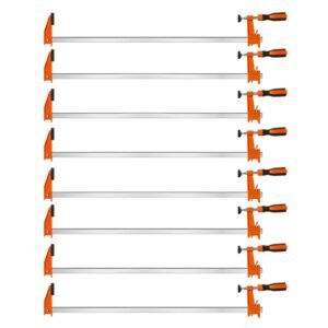 Bar Clamps for Woodworking, 8-Pack, 24" Opening F Clamps, 600 lbs Load Limit, with Plastic Pad and Self-Locking Design, Premium Cast Iron and Carbon Steel, for Wood Working and Metal Working