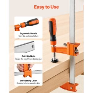 bar clamps for woodworking, 8 pack, 6" and 12" f clamps, 600 lbs load limit, with plastic pad and self locking design, malleable iron and carbon steel, for wood working and metal working