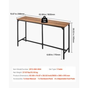 bar table, 1pcs 53″ kitchen bar table, tall dining tables with rounded edge, rectangular high top kitchen tables for balcony, living room, light brown, black, extended horizontal design
