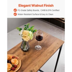 bar table, 1pcs 53″ kitchen bar table, tall dining tables with rounded edge, rectangular high top kitchen tables for balcony, living room, light brown, black, extended horizontal design