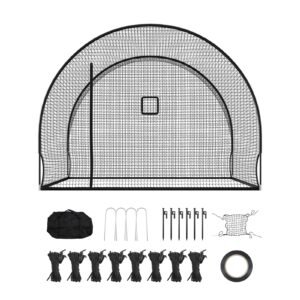 Baseball Batting Cage, 12.0 x 10.2 x 7.6 FT Freestanding Portable Batting Cage, Hitting Cages with 4-Ply Knotless Polyester & Pitching Machine Opening, Battings Cages Netting for Indoor Outdoor