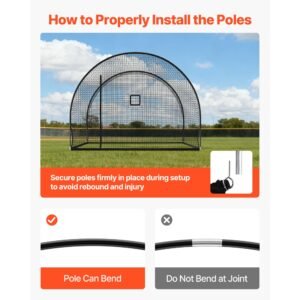 baseball batting cage, 12.0 x 10.2 x 7.6 ft freestanding portable batting cage, hitting cages with 4 ply knotless polyester & pitching machine opening, battings cages netting for indoor outdoor