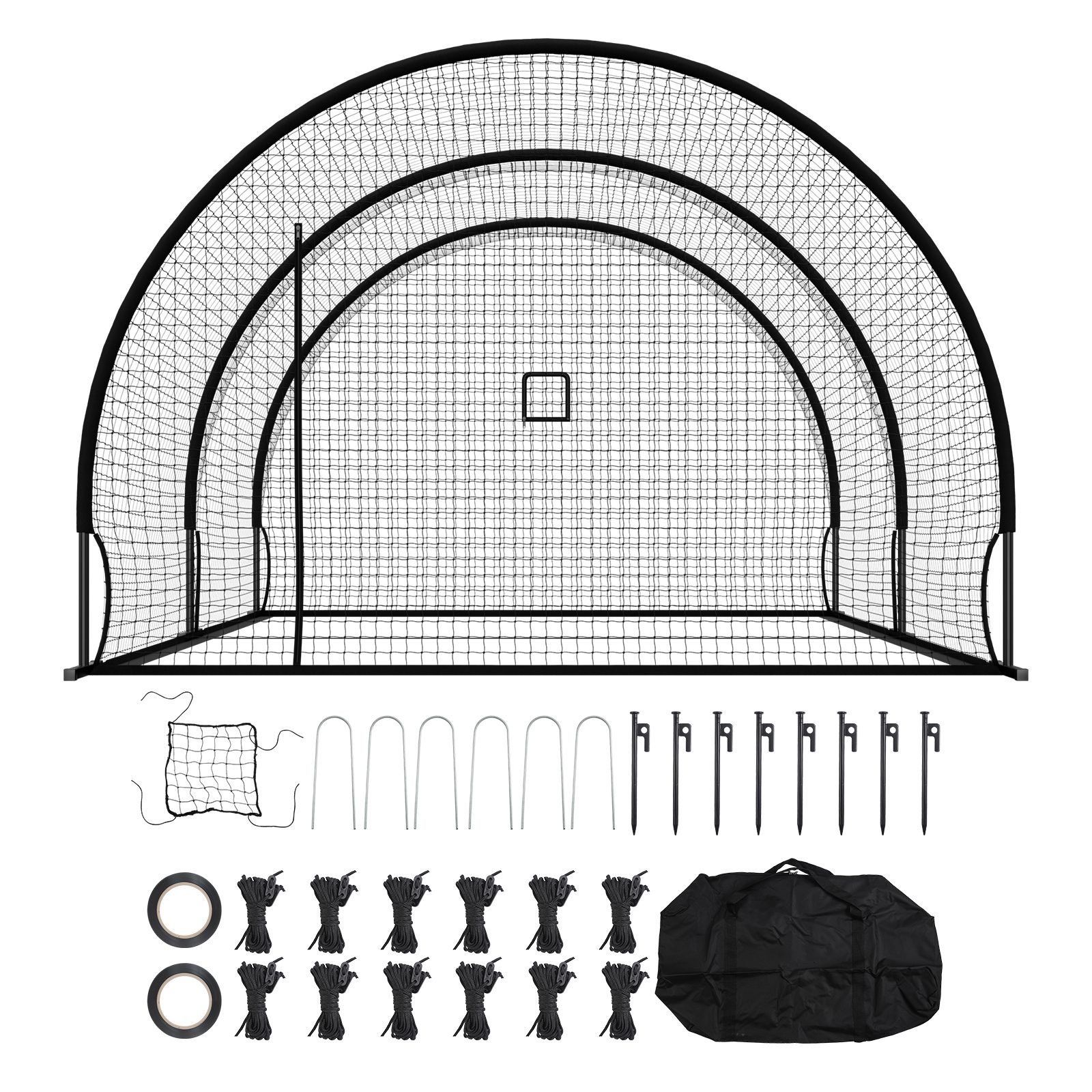 baseball batting cage, 19.9 x 12.0 x 8.2 ft freestanding portable batting cage, hitting cages with 30 ply knotted hdpe & pitching machine opening, battings cages netting for indoor outdoor