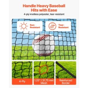 baseball batting cage, 22.2 x 12.1 x 7.9 ft freestanding portable batting cage, hitting cages with 4 ply knotless polyester & pitching machine opening, battings cages netting for indoor outdoor