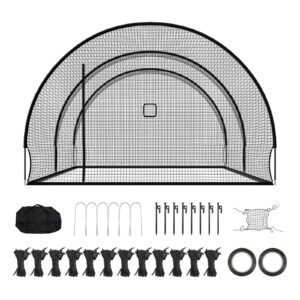 Baseball Batting Cage, 22.2 x 12.1 x 7.9 FT Freestanding Portable Batting Cage, Hitting Cages with 4-Ply Knotless Polyester & Pitching Machine Opening, Battings Cages Netting for Indoor Outdoor