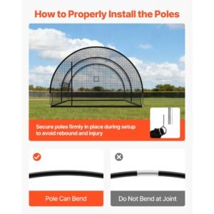 baseball batting cage, 22.2 x 12.1 x 7.9 ft freestanding portable batting cage, hitting cages with 4 ply knotless polyester & pitching machine opening, battings cages netting for indoor outdoor