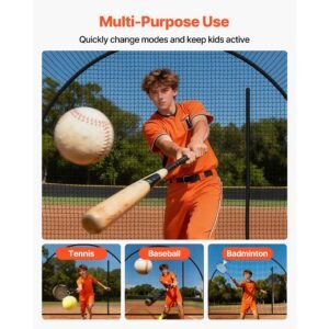 baseball batting cage, 22.2 x 12.1 x 7.9 ft freestanding portable batting cage, hitting cages with 4 ply knotless polyester & pitching machine opening, battings cages netting for indoor outdoor