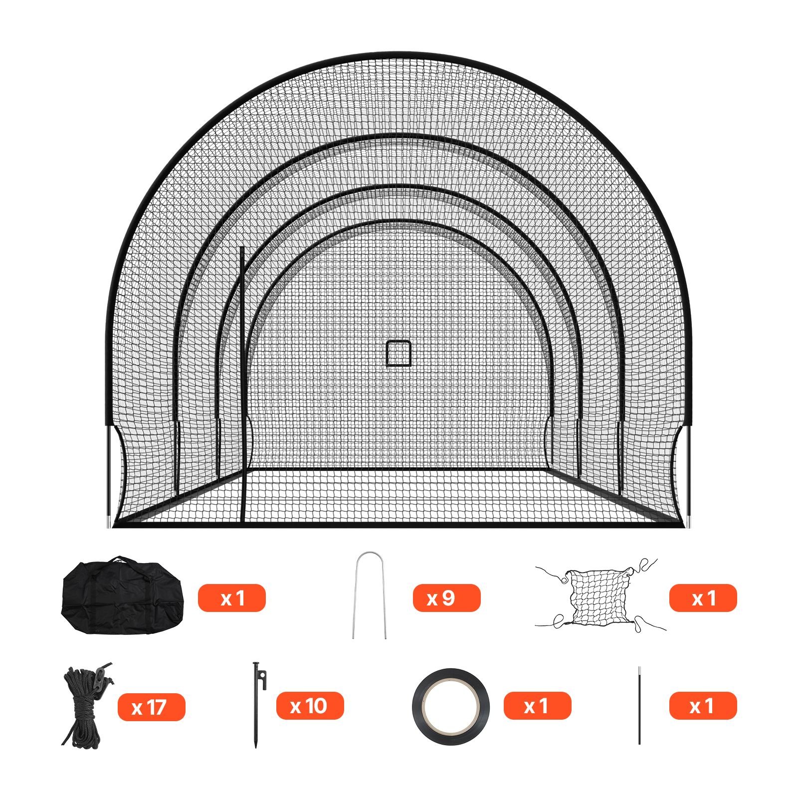 baseball batting cage, 33.0 x 12.0 x 9.8 ft freestanding portable batting cage, hitting cages with 4 ply knotless polyester & pitching machine opening, battings cages netting for indoor outdoor