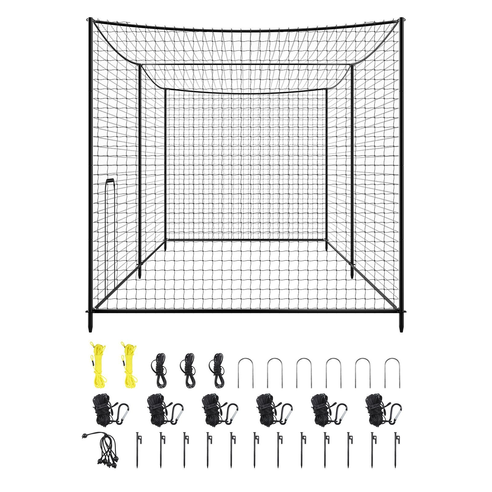 baseball batting cage, 35.0 x 10.5 x 10.2 ft freestanding portable batting cage, hitting cages with 45 ply knotted hdpe & long positioning ropes, battings cages netting for indoor outdoor
