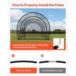 baseball batting cage, 40.0 x 12.1 x 10.0 ft freestanding portable batting cage, hitting cages with 4 ply knotless polyester & pitching machine opening, battings cages netting for indoor outdoor