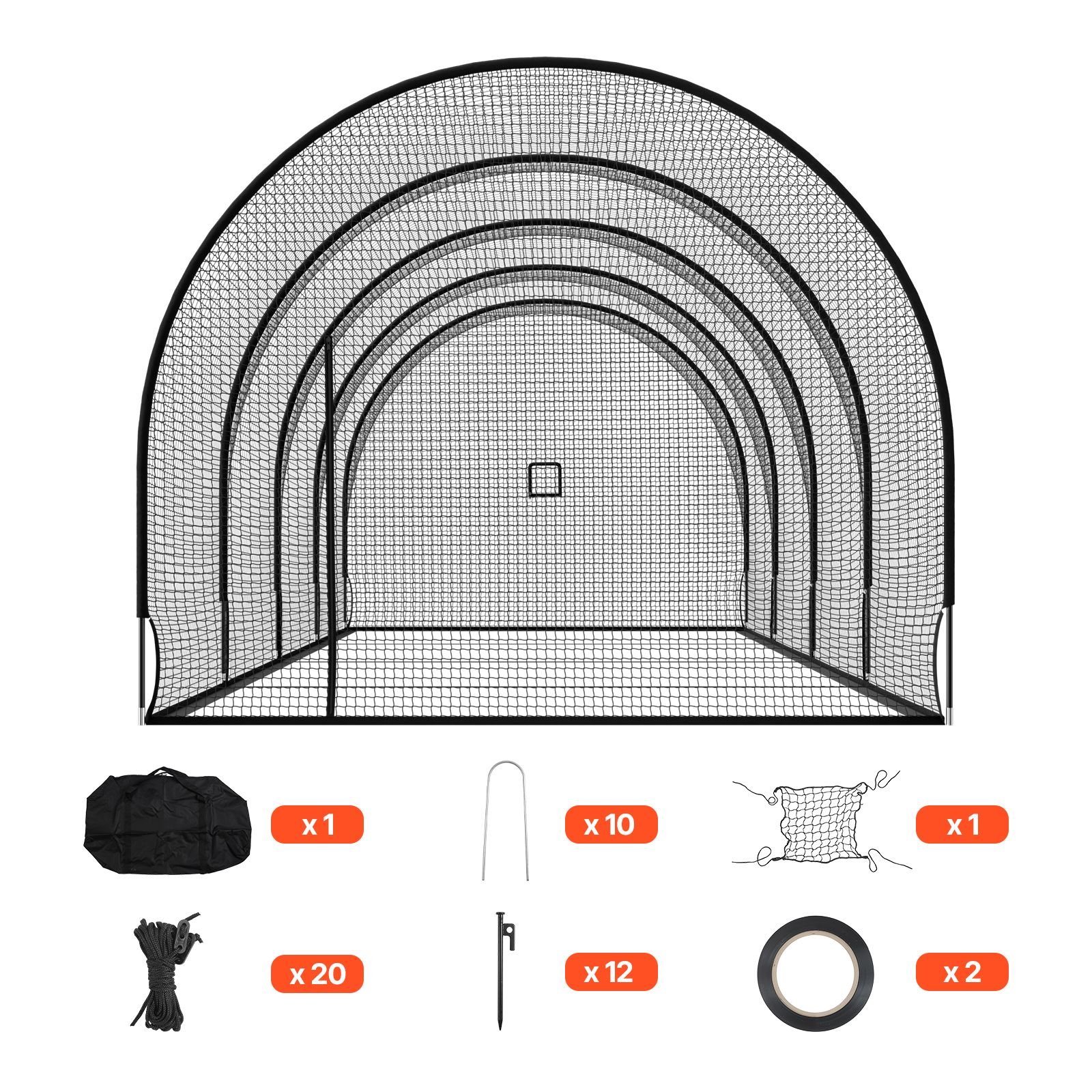 baseball batting cage, 40.0 x 12.1 x 10.0 ft freestanding portable batting cage, hitting cages with 4 ply knotless polyester & pitching machine opening, battings cages netting for indoor outdoor