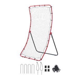 Baseball Softball Rebounder Net 4 x 5.5 ft Pitch Back Trainer, 5 Adjustable Angles, Heavy-duty Steel Frame, All Angle Bounce Back Net for Pitching & Fielding Training Aid, Return Practice