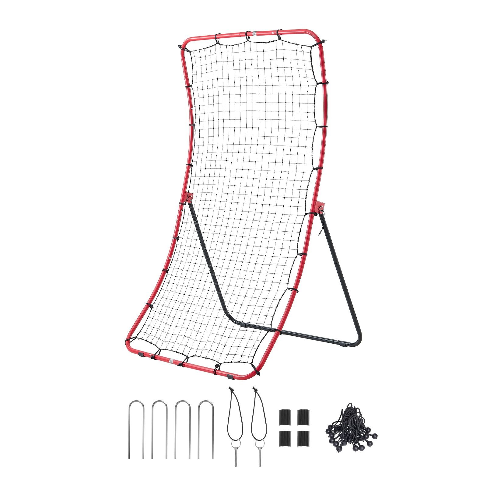 baseball softball rebounder net 4 x 5.5 ft pitch back trainer, 5 adjustable angles, heavy duty steel frame, all angle bounce back net for pitching & fielding training aid, return practice