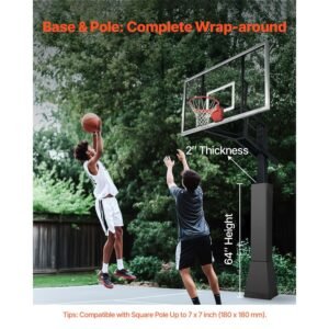 basketball pole pad, 64" tall and 2" thick heavy duty wrap around pole padding, fits 6x6 7x7 inch diameter square pole, all weather waterproof protective pad for basement garage playground