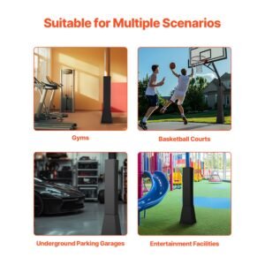 basketball pole pad, 64" tall and 2" thick heavy duty wrap around pole padding, fits 6x6 7x7 inch diameter square pole, all weather waterproof protective pad for basement garage playground