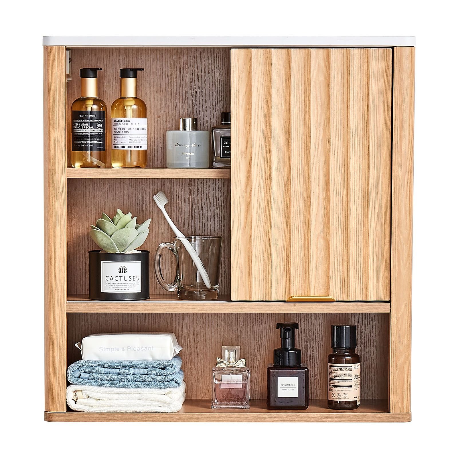 bathroom wall cabinet, with door and adjustable shelf, over the toilet storage medicine cabinet wall mounted, hanging organizer with shelves and open partition for laundry room kitchen restroom