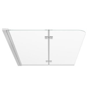 Bathtub Shower Door 47" W x 55" H Semi-Frameless Bi-Fold Tub Door, 1/4" Clear Tempered Glass, Easy-Clean Nano Coating, 180° Folding, Adjustable Sealing Strip, for Home Bathroom Tub, Silver