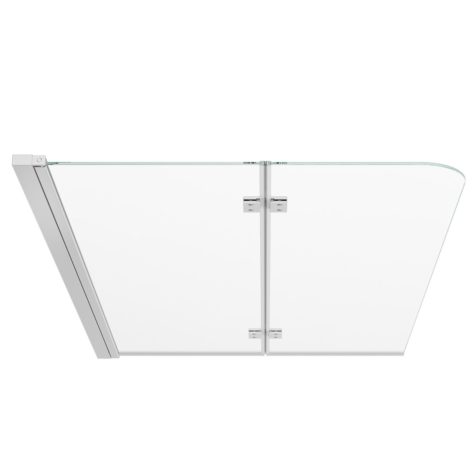 bathtub shower door 47" w x 55" h semi frameless bi fold tub door, 1/4" clear tempered glass, easy clean nano coating, 180° folding, adjustable sealing strip, for home bathroom tub, silver