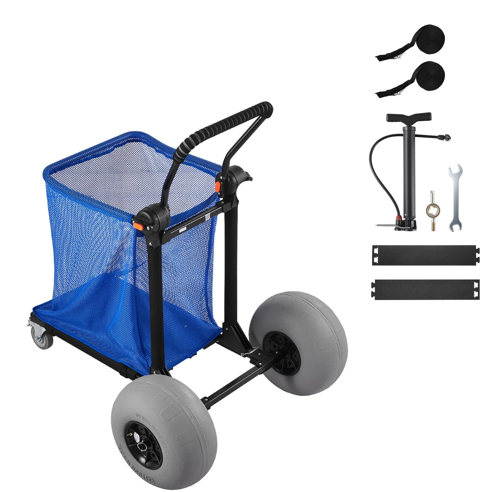 beach cart with large wheels for sand, 165 lbs load capacity, heavy duty folding beach wagon with 12" balloon wheels, storage bag, 180° adjustable handlebar, dolly for camping fishing garden