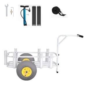 Beach Fishing Cart, 200 lbs Load Capacity, Fishing Cart Wagon with Heavy-Duty Carbon Steel Frame, 13-Inch All-Terrain PU Balloon Tires, 7 Rod Holders, for Outdoor Activities Camping Picnic