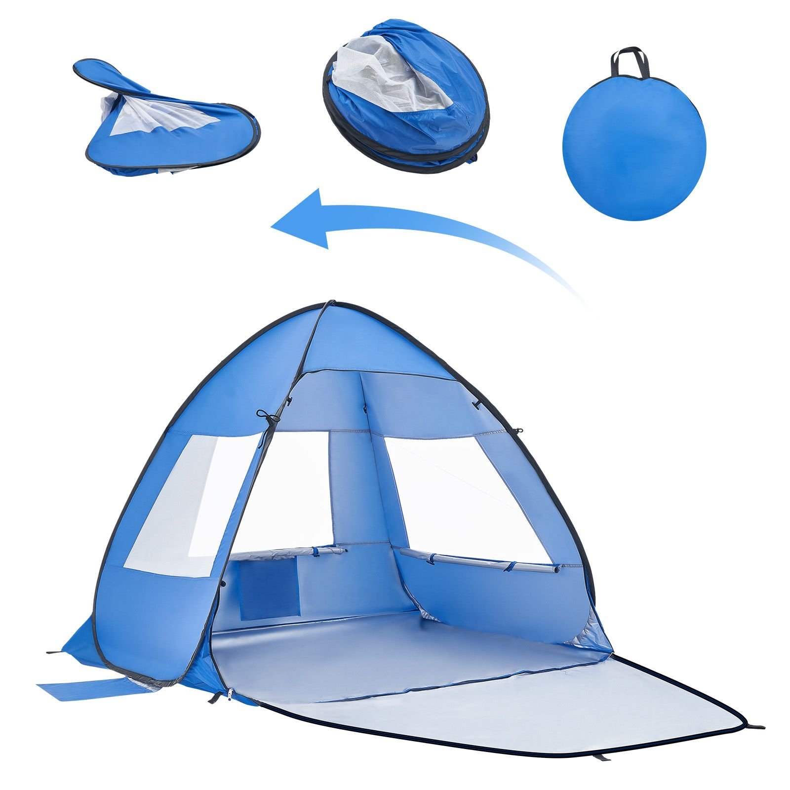 beach tent sun shelter for 2 person, upf 50+ protection, portable sun shade canopy with carrying bag & sand pockets, lightweight and easy setup beach umbrella for camping fishing outdoor picnic