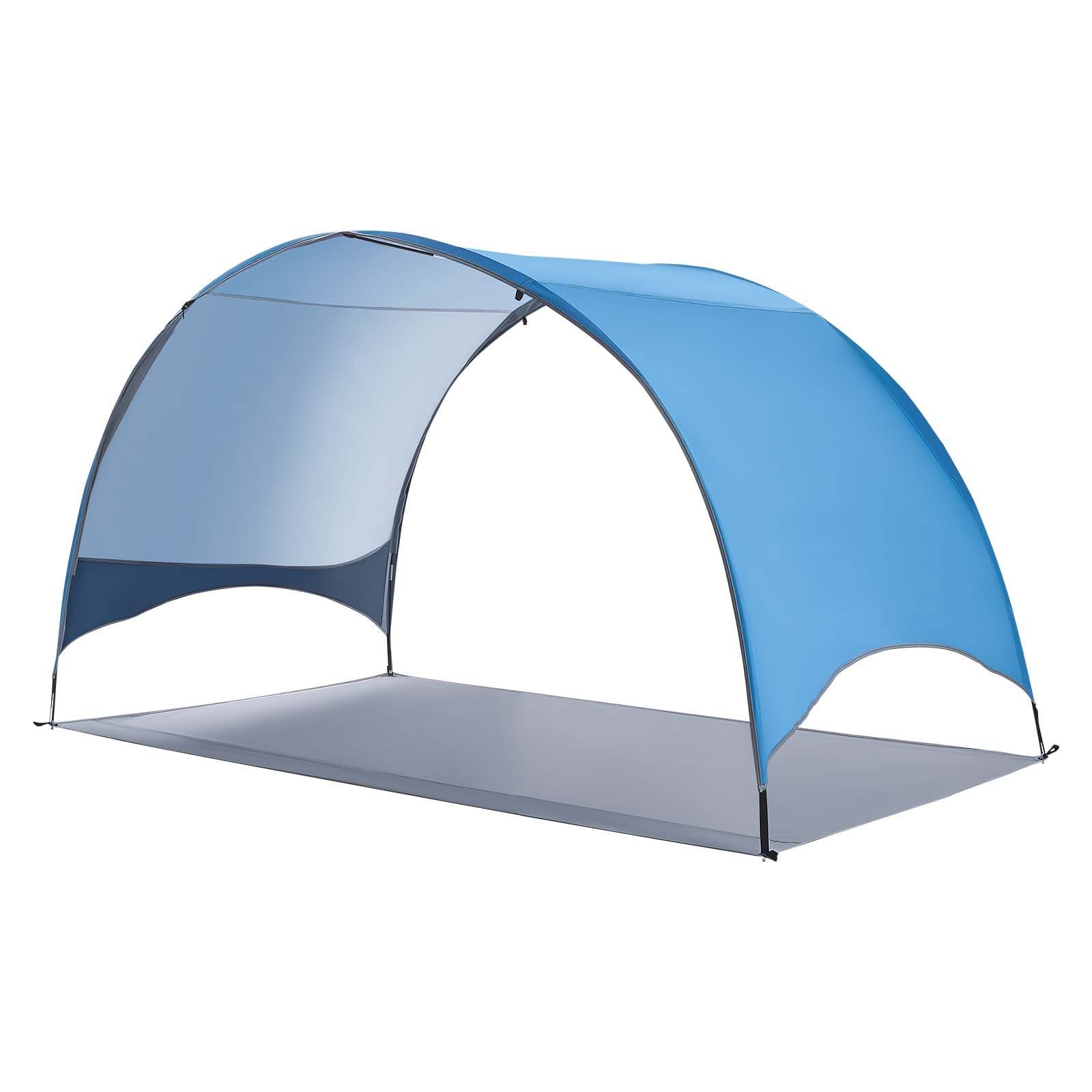 beach tent sun shelter for 4 person, upf 50+ protection, portable sun shade canopy with carrying bag & ground stakes, lightweight and easy setup beach umbrella for camping fishing outdoor picnic