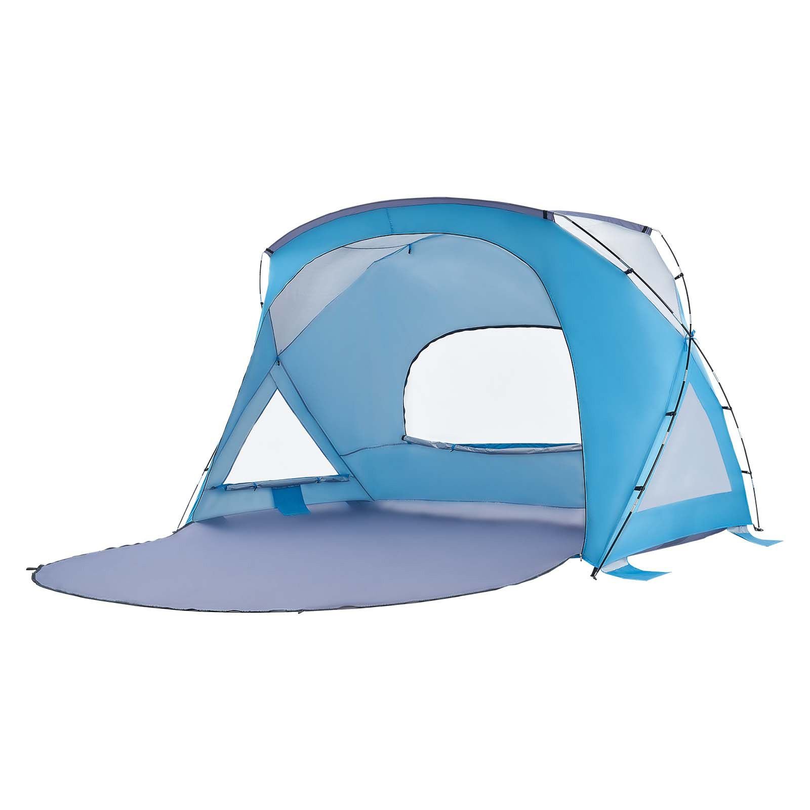 beach tent sun shelter for 6 person, upf 50+ protection, portable sun shade canopy with carrying bag & sand pockets, lightweight and easy setup beach umbrella for family camping outdoor picnic