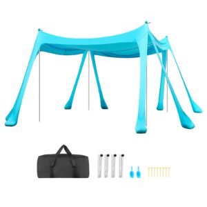 Beach Tent Sun Shelter, UPF50+ Sun Protection, 6.6 ft Tall, 10 x 10 ft, Easy Pop Up Beach Canopy with Sandbags, Stability Poles, Sand Shovels, Portable Shade for Family, Camping, Fishing, Green