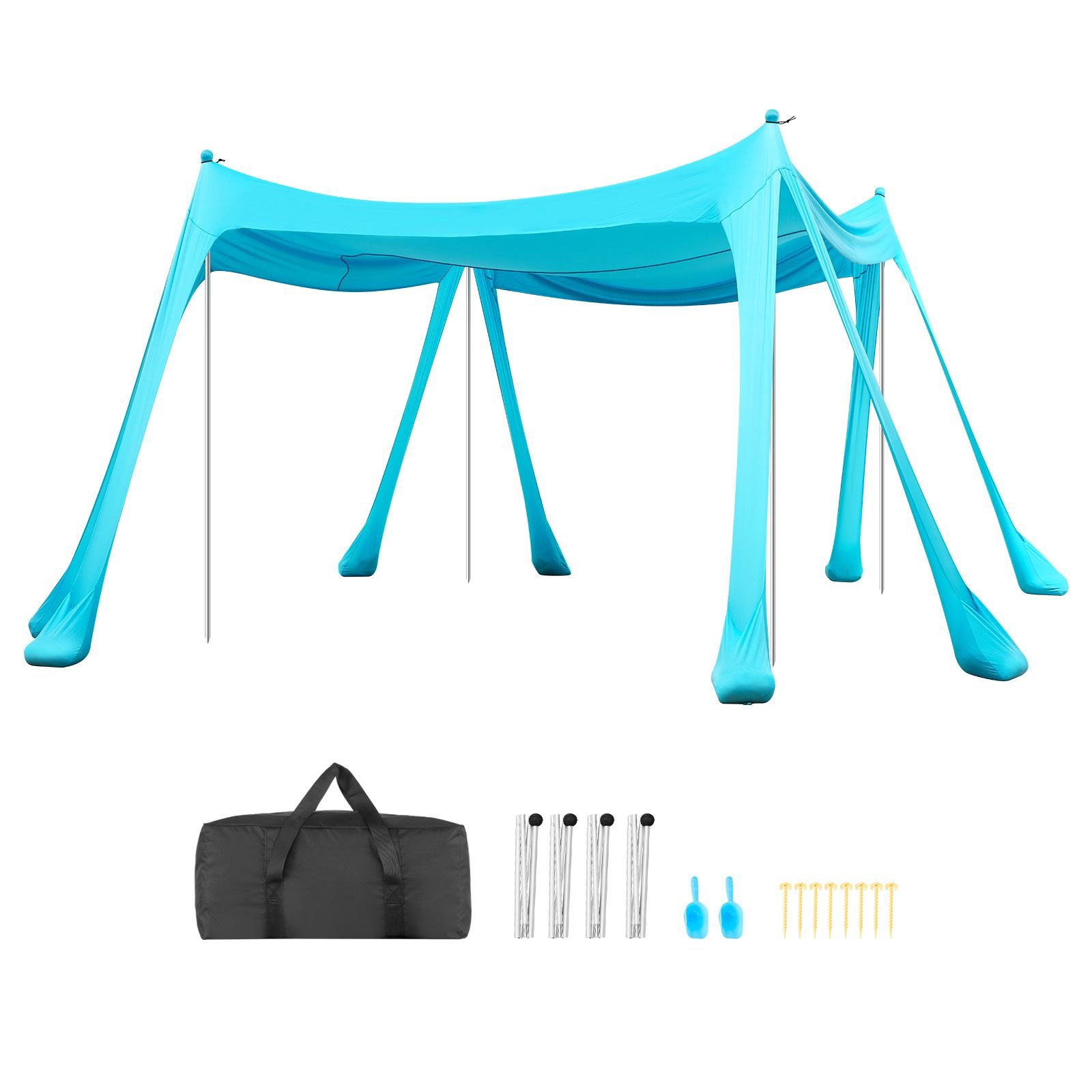beach tent sun shelter, upf50+ sun protection, 6.6 ft tall, 10 x 10 ft, easy pop up beach canopy with sandbags, stability poles, sand shovels, portable shade for family, camping, fishing, green