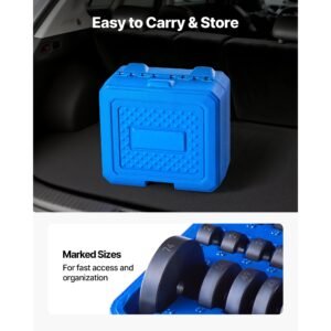 bearing press kit, 10 pcs, bearing race and seal driver set with 9 bushings and handle shaft, bushing driver tool set, heavy duty aluminum alloy removal installation tool kit with storage case