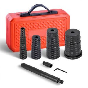 Bearing Press Kit, 52 Pcs, Bearing Race and Seal Driver Set with 49 Bushings and Handle Shaft, Bushing Driver Tool Set, Heavy Duty Carbon Steel Removal Installation Tool Kit with Storage Case