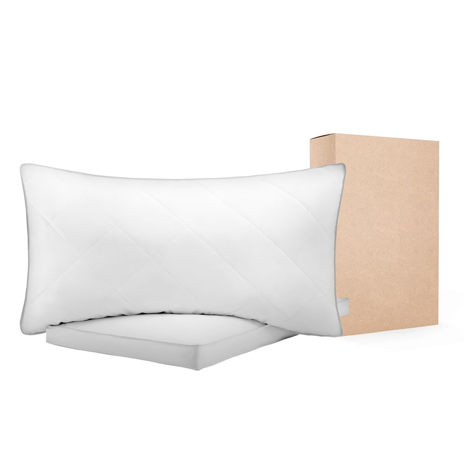 bed pillows for sleeping, set of 2, queen size luxury quality hotel pillows with original down alternative filling, supportive and fluffy, bedding for back, stomach and side sleepers, white