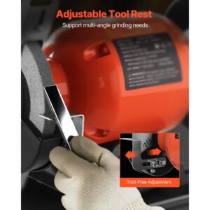 bench grinder, 6 inch single speed bench grinder, 1750rpm low speed table grinders with 250w 2a induction motor, 36/60 grit grinding wheels & adjustable tool rest for precise sharpening grinding