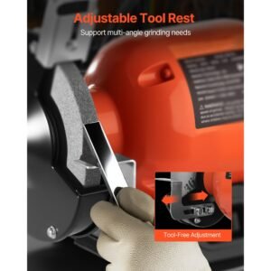 bench grinder, 6 inch single speed bench grinder, 3450rpm high speed table grinders with 250w 2.1a induction motor, 36/60 grit grinding wheels & led work light for fast sharpening grinding