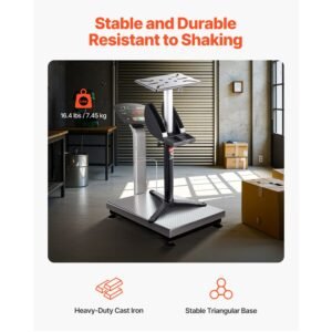 bench grinder stand, bench grinder vise floor pedestal with 12" x 10" mounting plate, 5 level height adjustable pedestal stand with grinding wheel storage compartment & heavy duty cast iron base